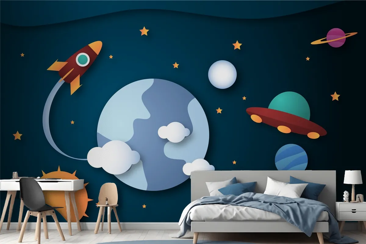 Paper Style Galaxy Background Wallpaper Mural