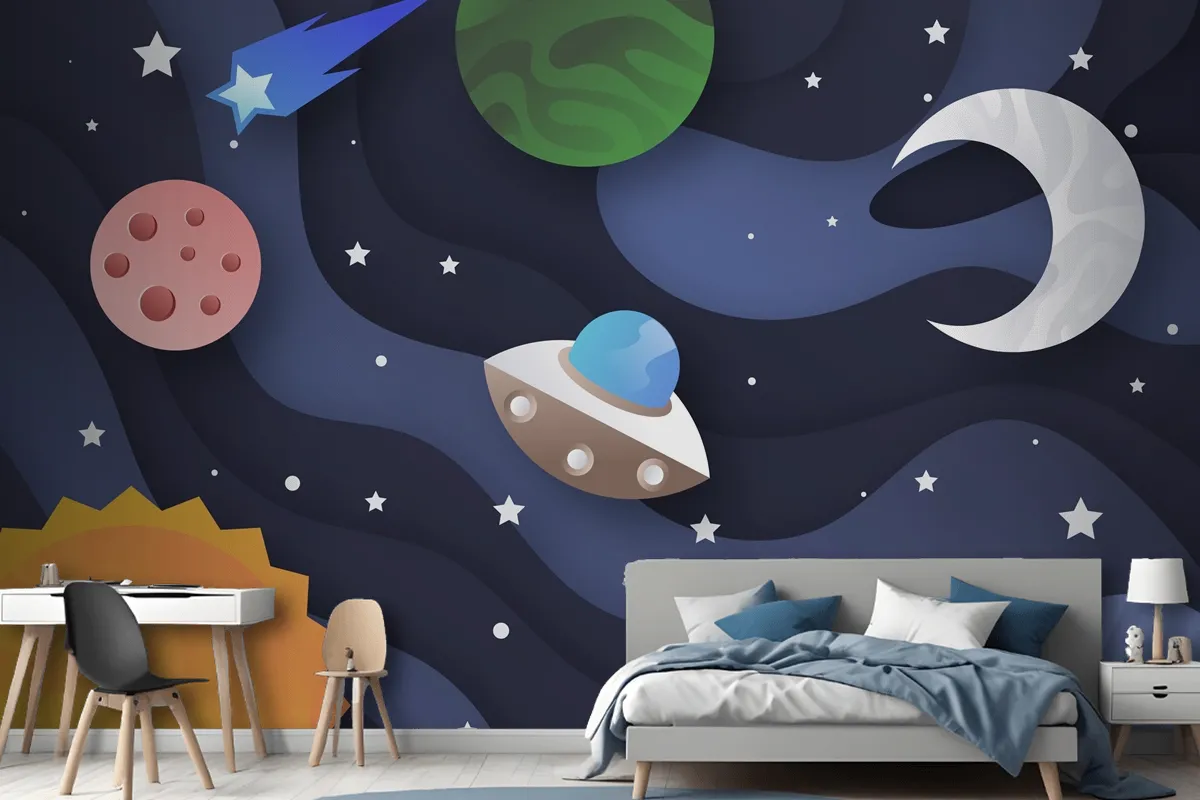 Paper Style Galaxy Boys Wallpaper Mural