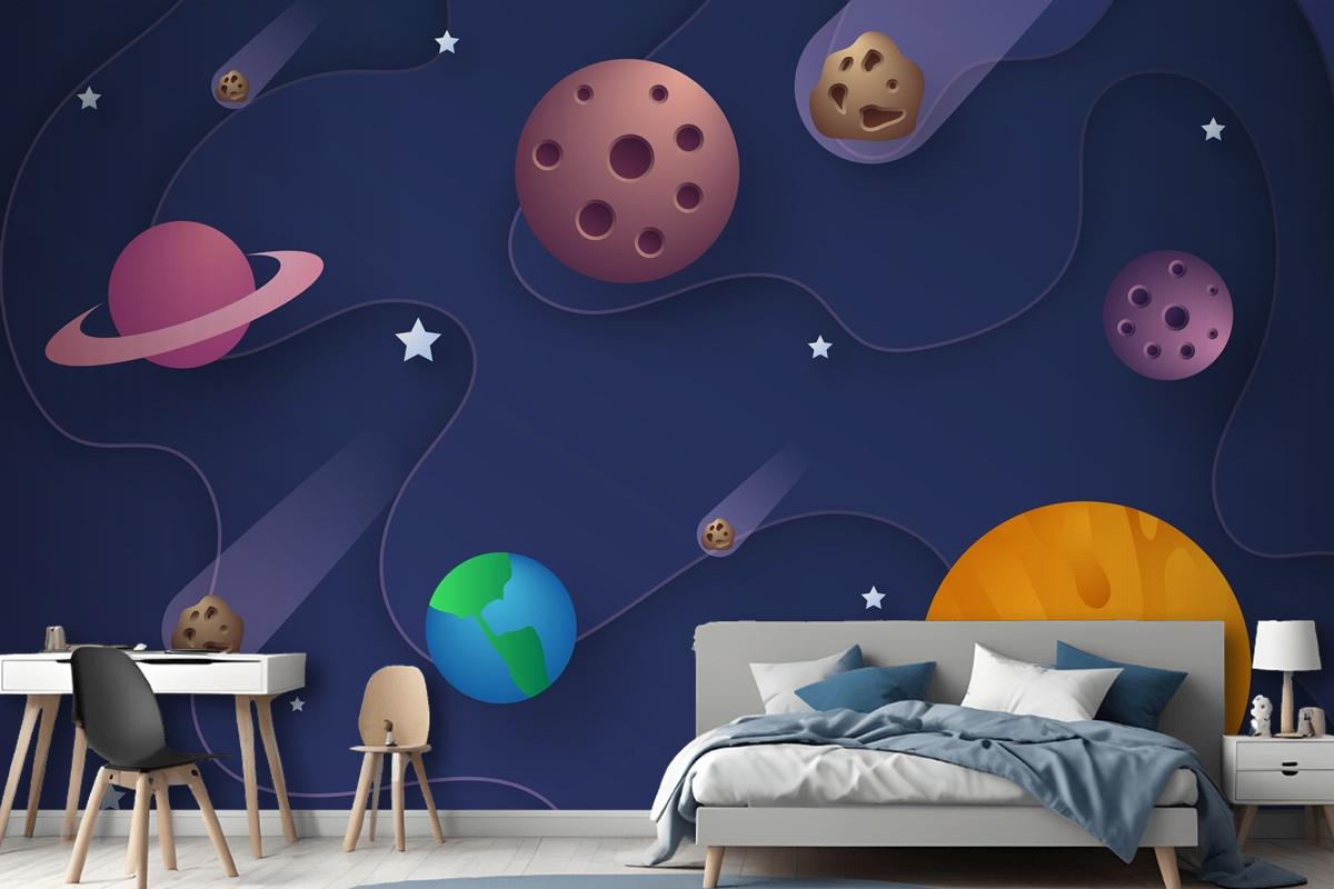 Paper Style Galaxy Space Boys Wallpaper