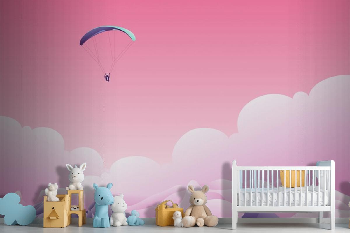 Parachute Above The Clouds Wallpaper Mural