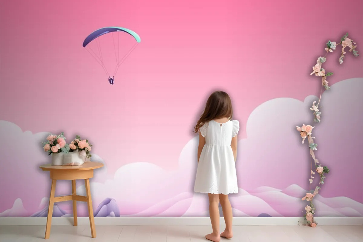 Parachute Above The Clouds Wallpaper Mural