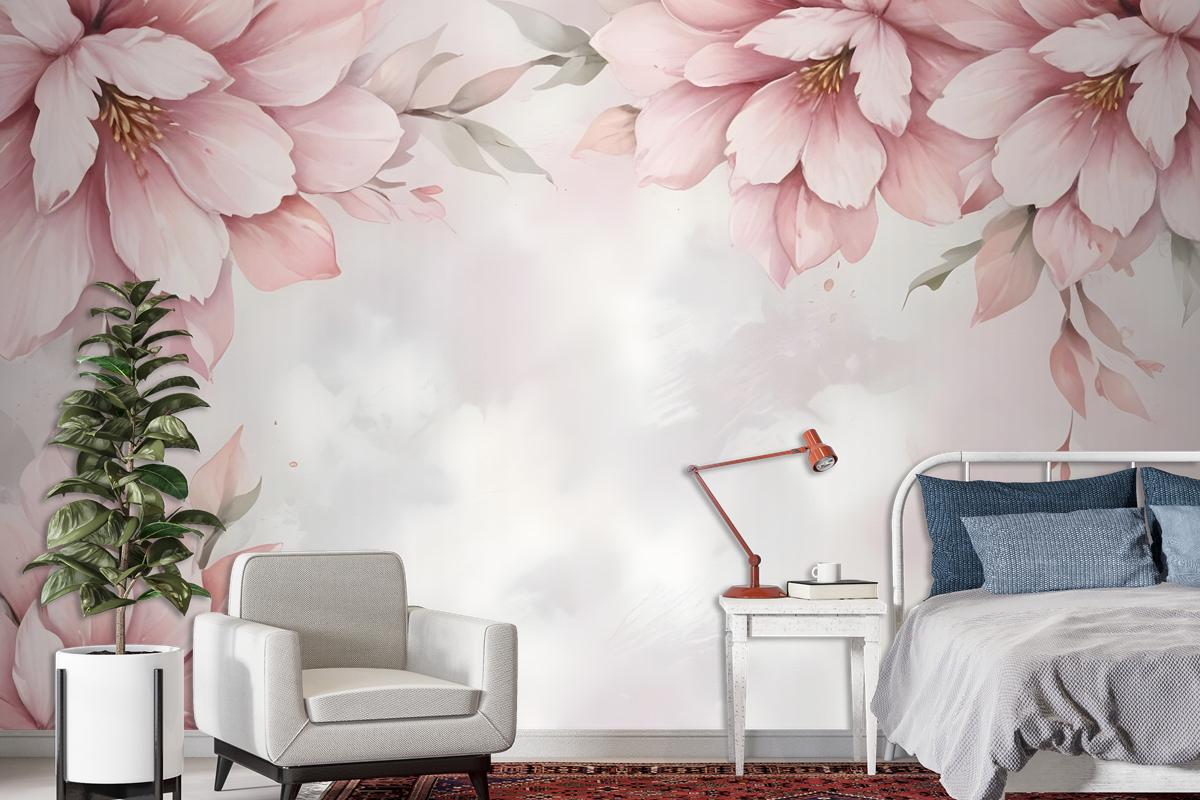 Pastel Pink Flower Wallpaper Mural