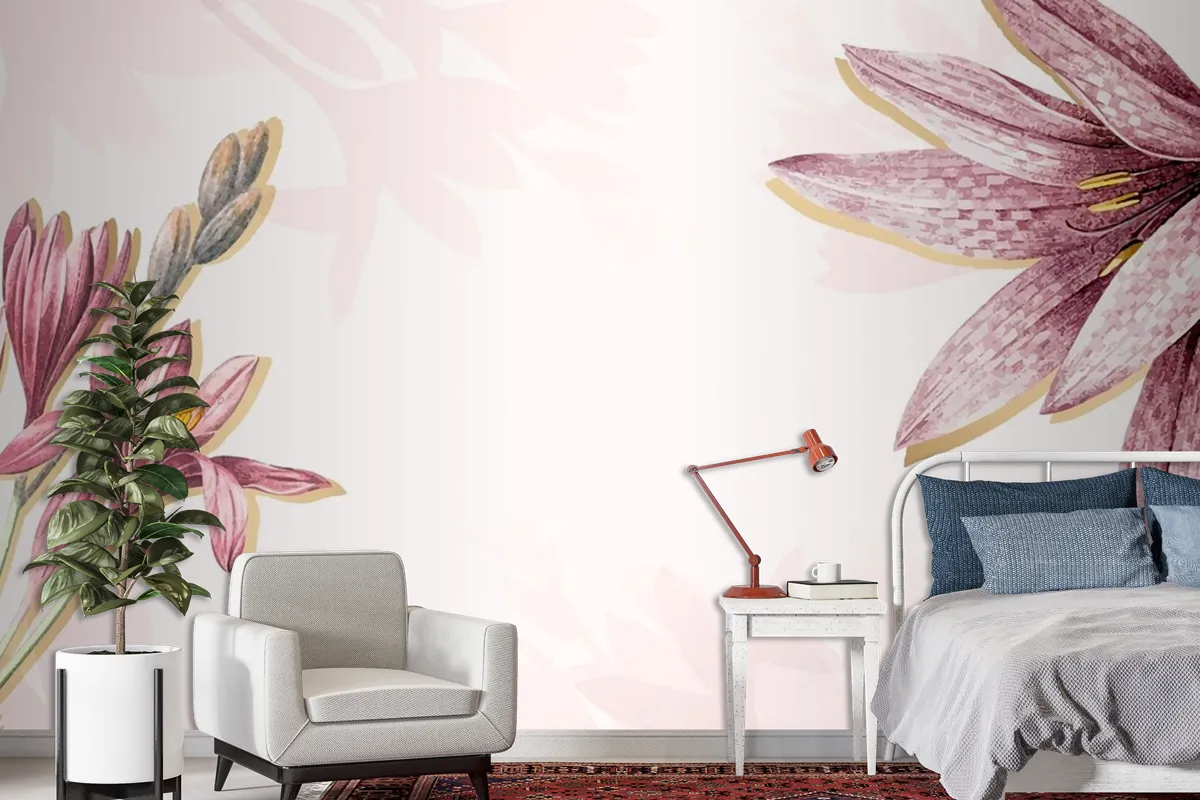 Pink Amaryllis Pattern Background Wallpaper Mural