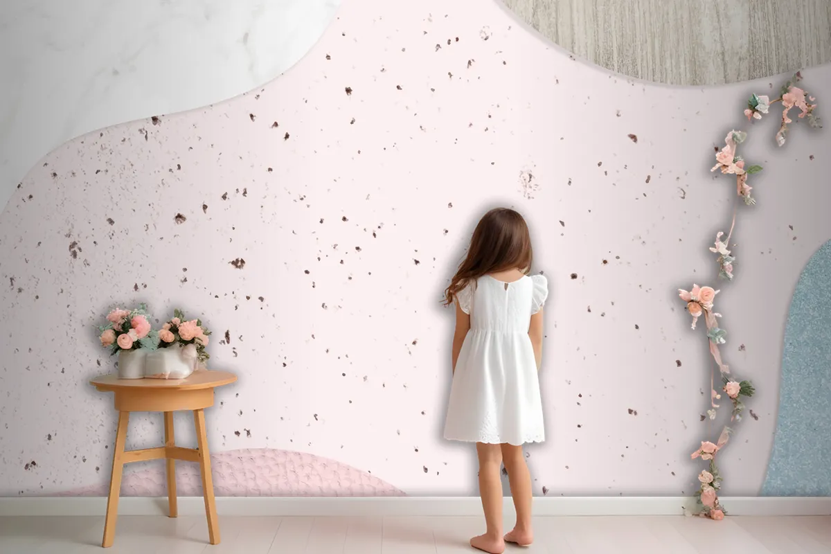 Pink And Blue Collage Textured Wallpaper Mural