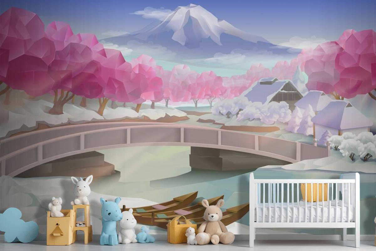 Pink Grove Landscape Wallpaper Mural