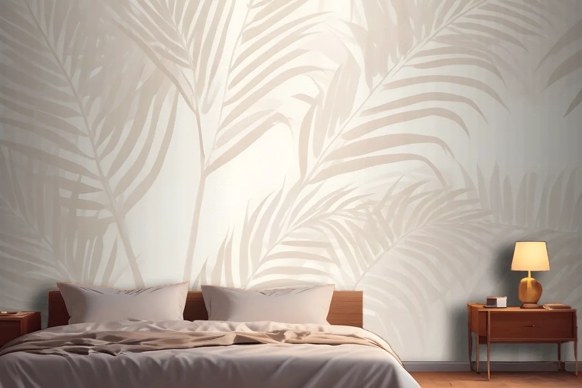 Pink Palm Leaf Inky Tropical Wallpaper Mural