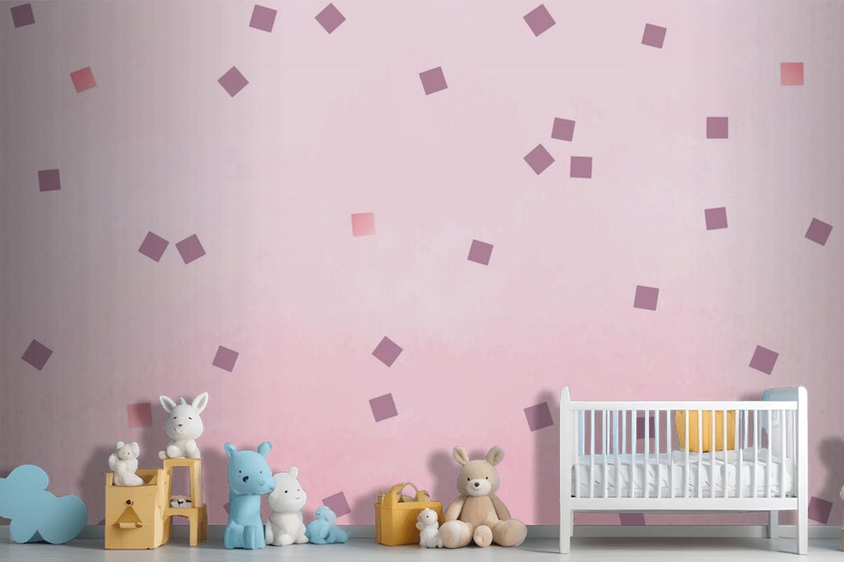 Pink Square Polka Dots Wallpaper Mural