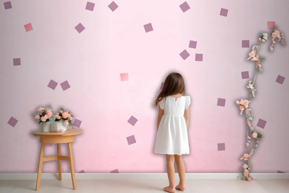 Pink Square Polka Dots Wallpaper Mural