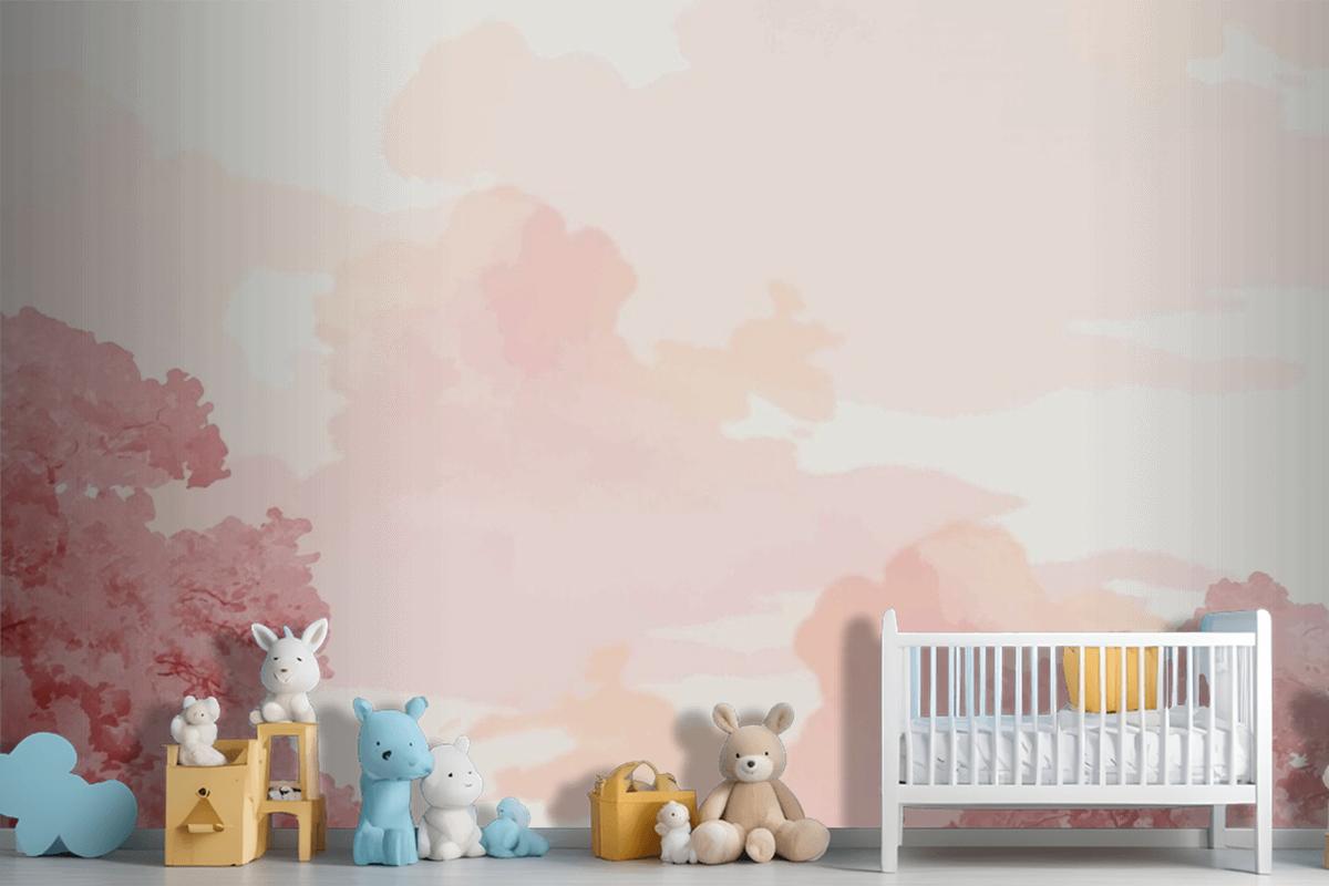 Pink Trees And Sky Banner Wallpaper Mural