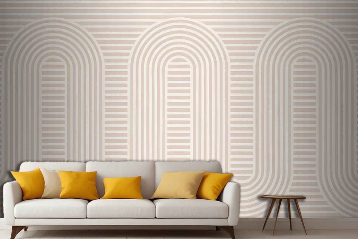 Pink Zen Garden Curves & Stripes Wallpaper Mural