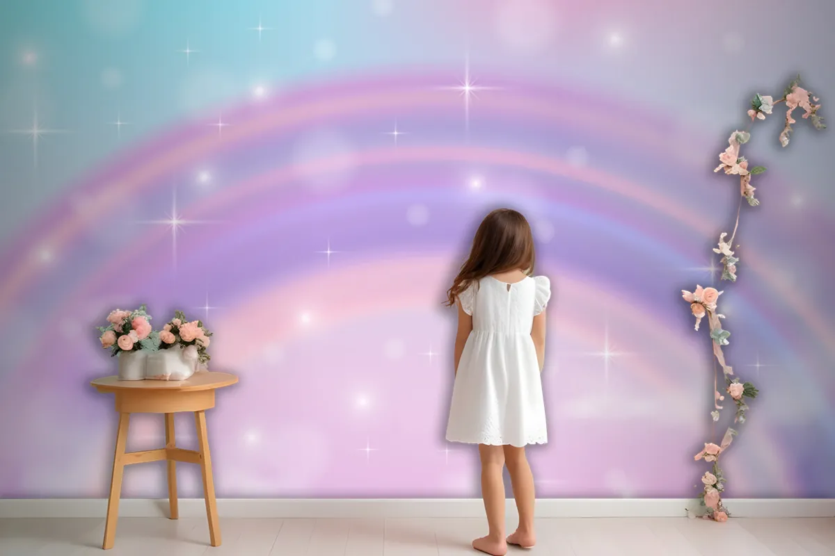 Realistic Rainbow Glitter Background Wallpaper Mural