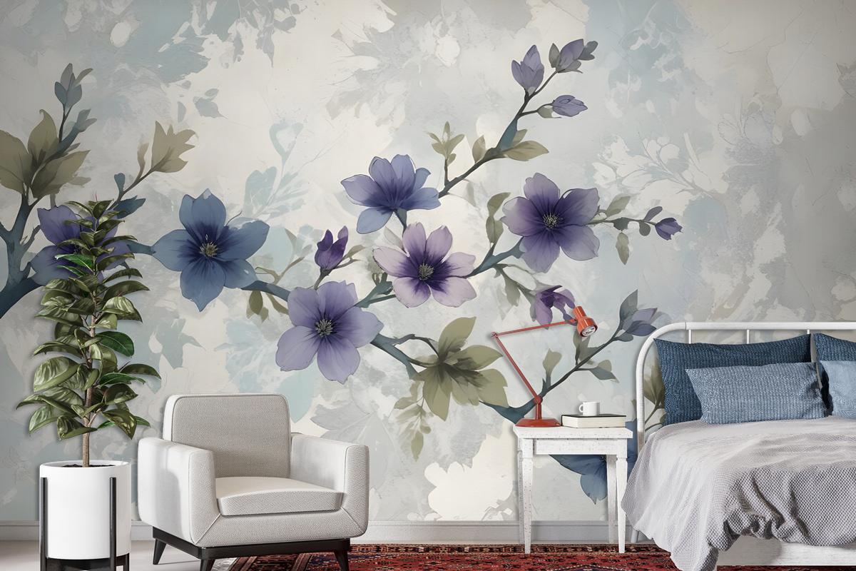 Retro Magnolia Blossom Wallpaper Mural