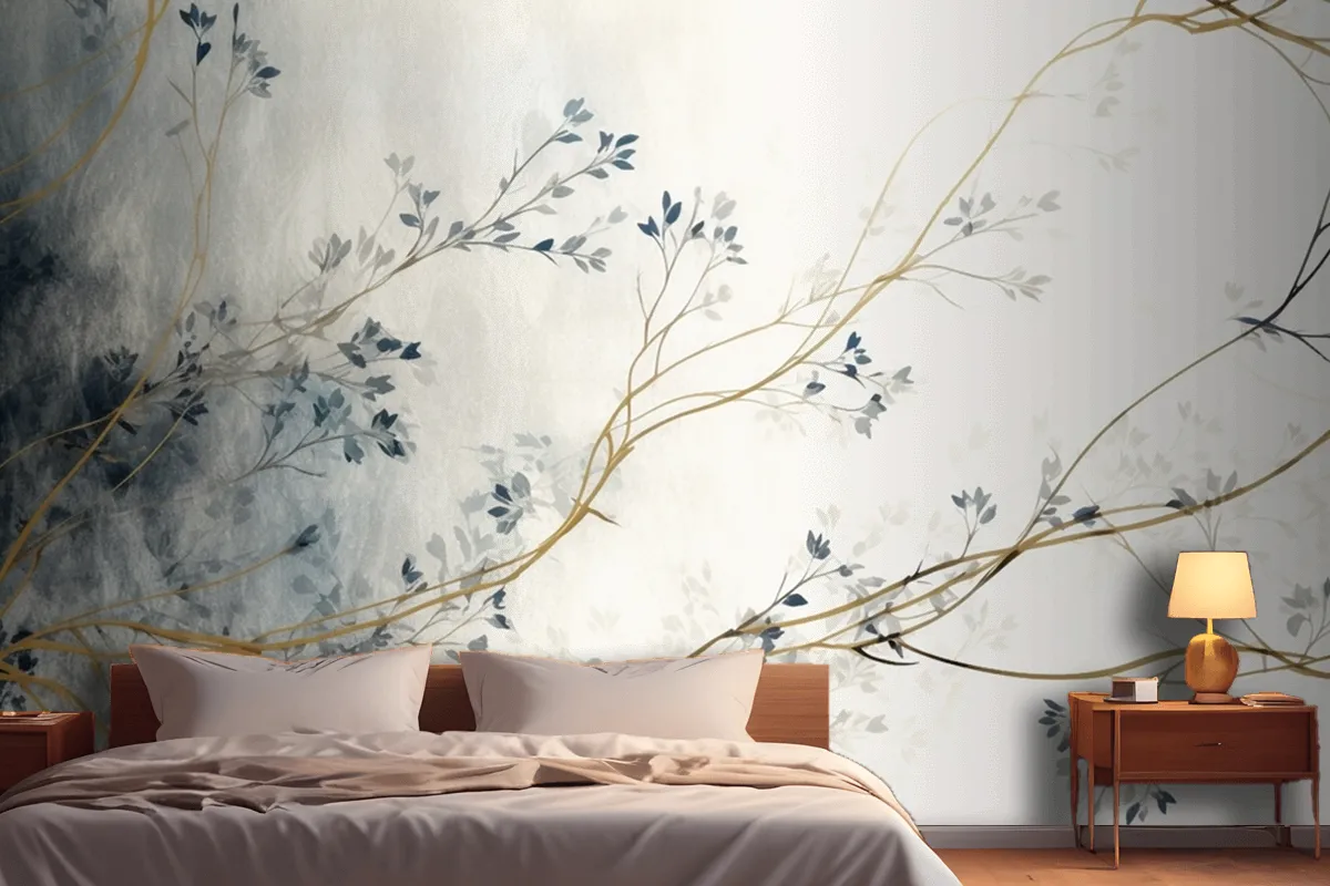 Retro Nostalgic Golden Brushstrokes Wallpaper Mural