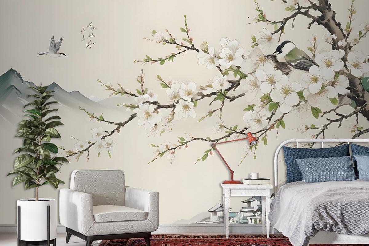 Retro Plum Blossom Wallpaper Mural