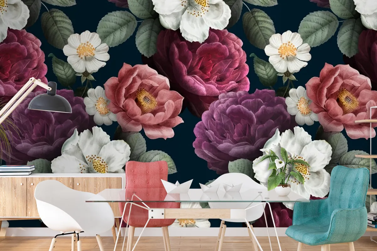 Romantic Floral Background Wallpaper Mural