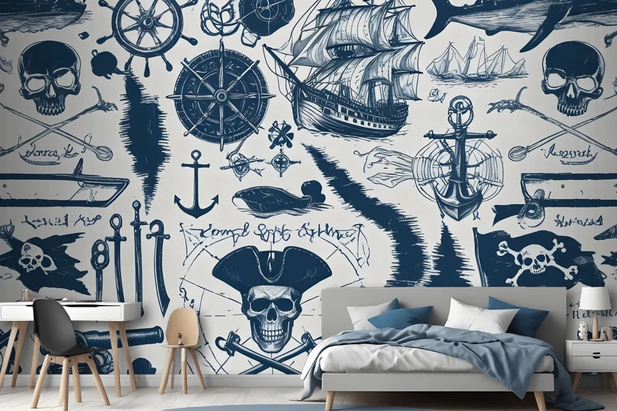 Sailor Map Adventure Kids Wallpaper Mural