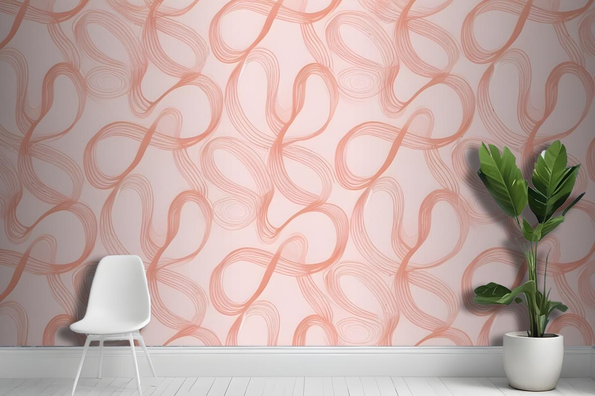 Seamless Abstract Pattern With Organic Flowing Shapes In Shades Of Pink And Peach Wallpaper Mural