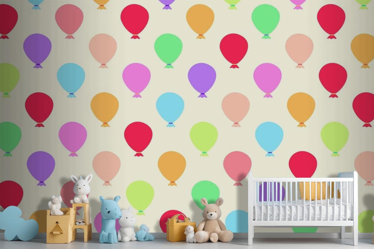 Seamless Colorful Balloons Pattern Wallpaper Mural