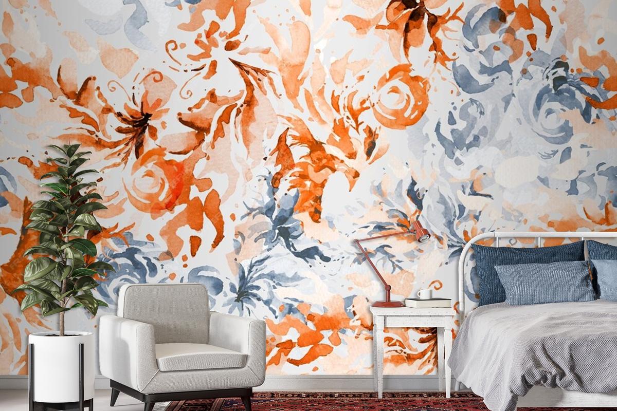 Seamless Pattern Abstract With Watercolor Floral Wallpaper Mural