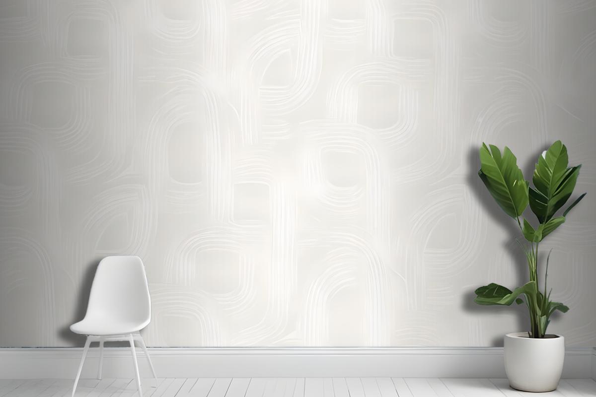 Seamless Pattern Of Abstract White Shapes On A Light Background Wallpaper Mural