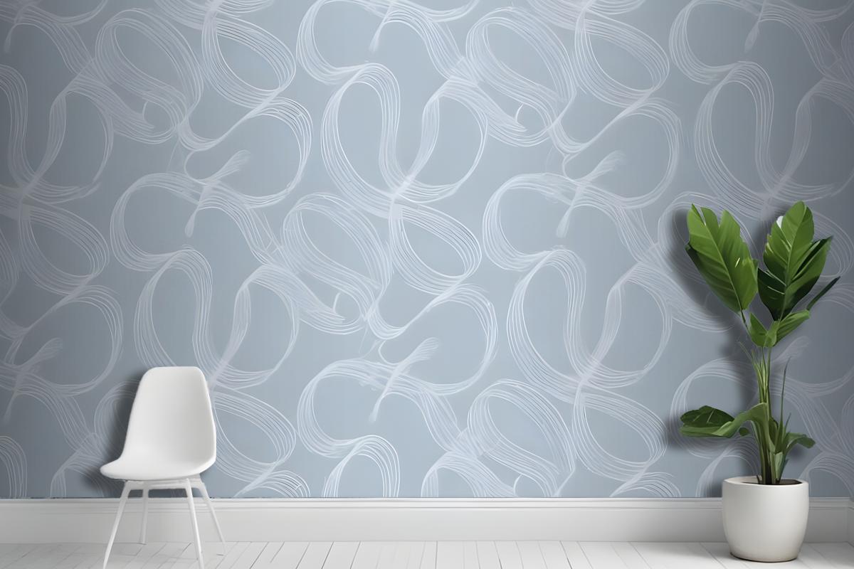 Seamless Pattern Of Abstract White Shapes On A Light Blue Wallpaper Mural