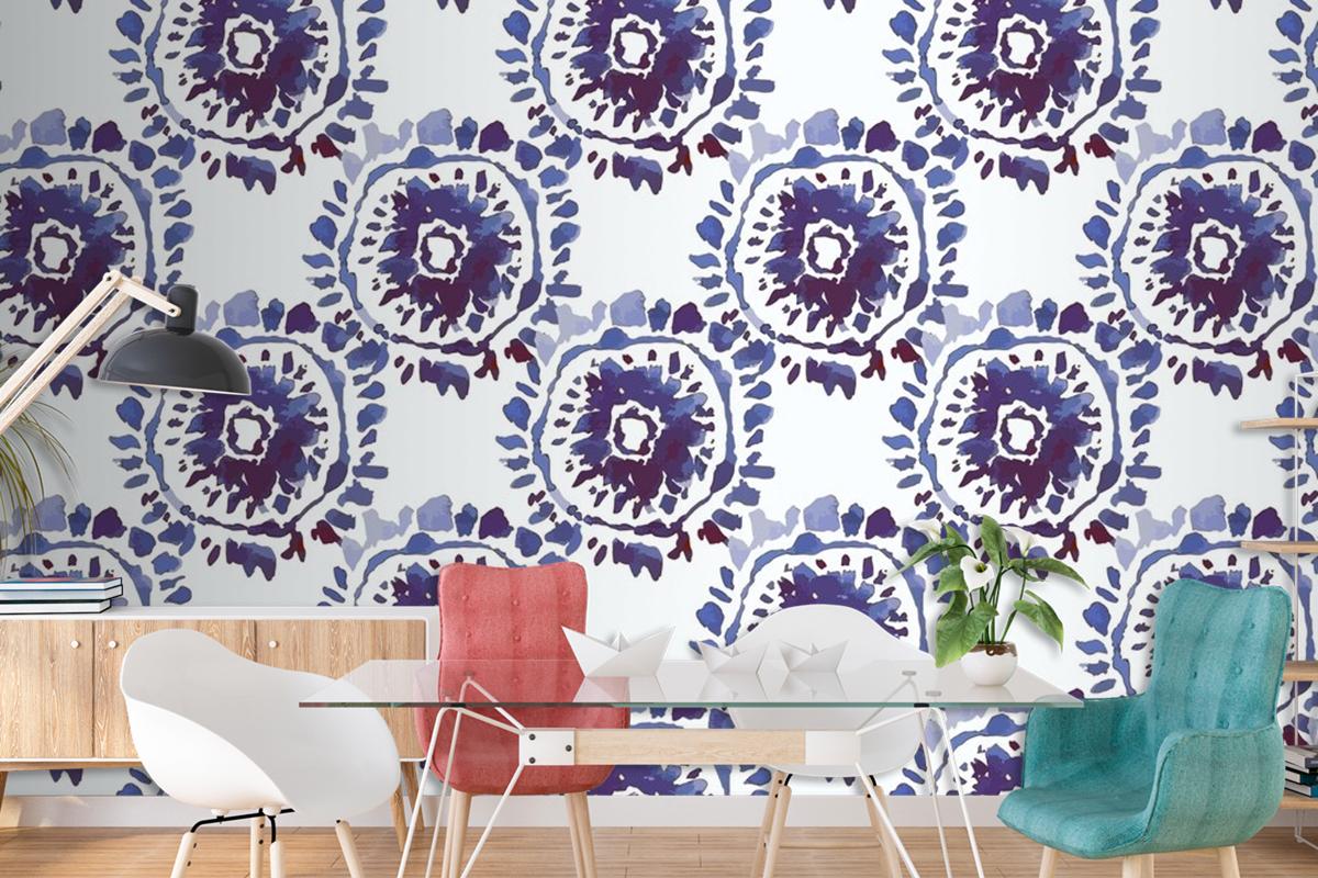 Shibori Hand Painted Pattern Watercolor Wallpaper Mural