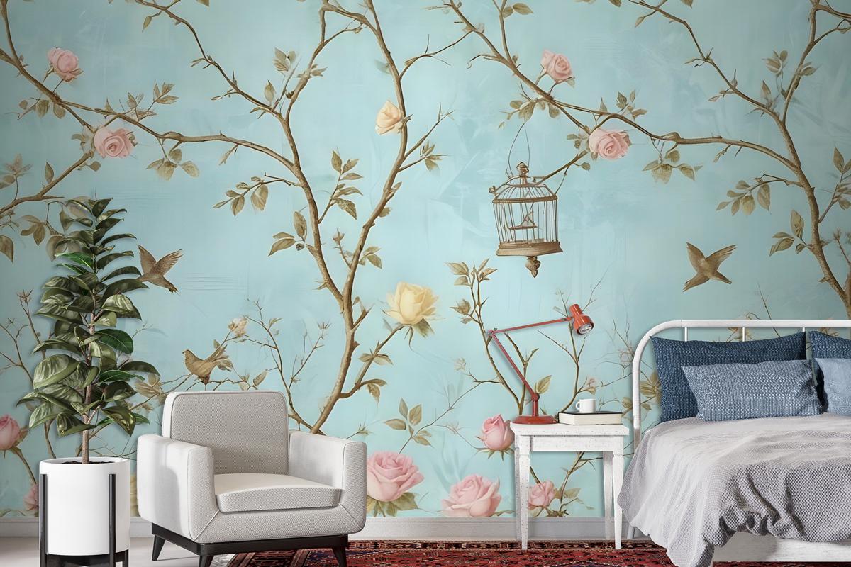 Small Flowers And Birds For Photoural Wallpaper Mural