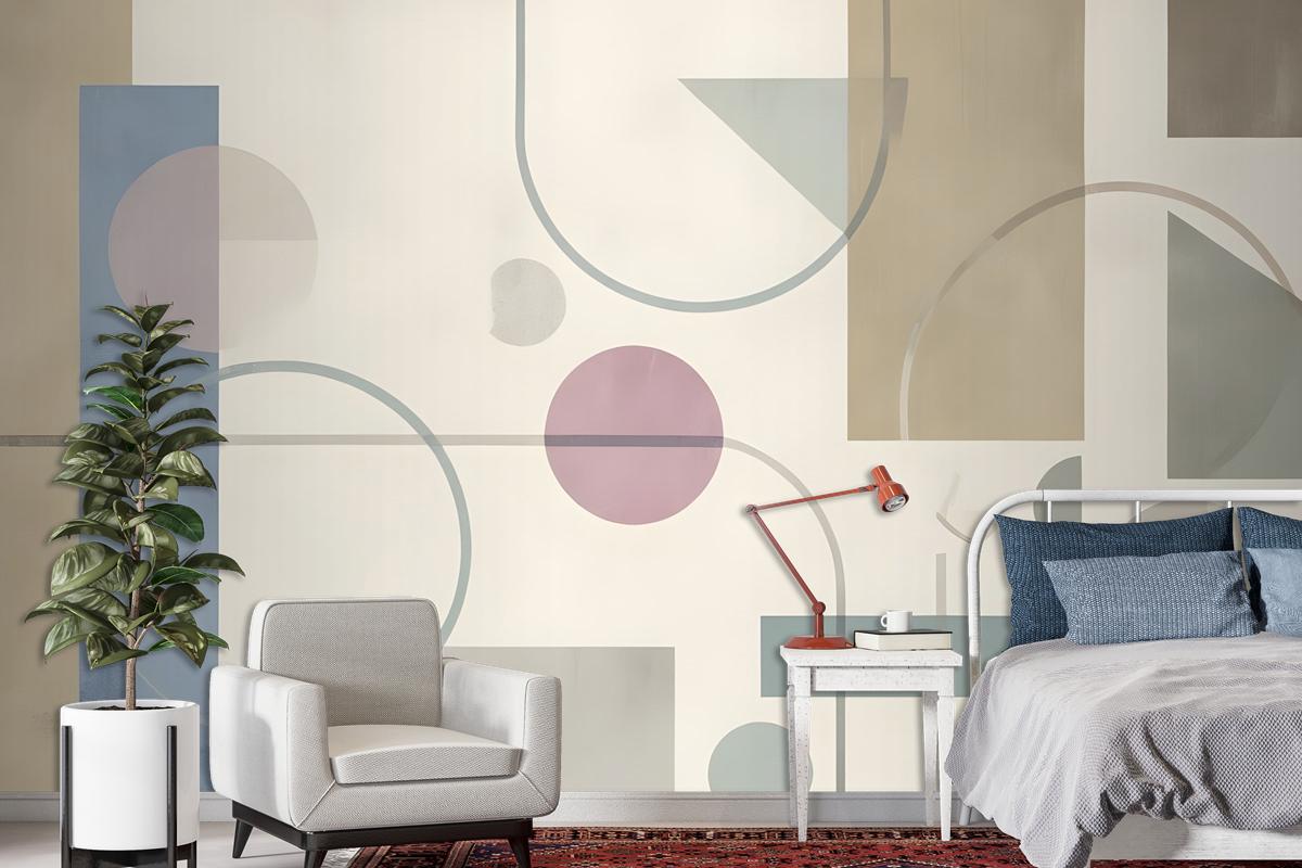 Soft Geometric Shape Art Wallpaper Mural