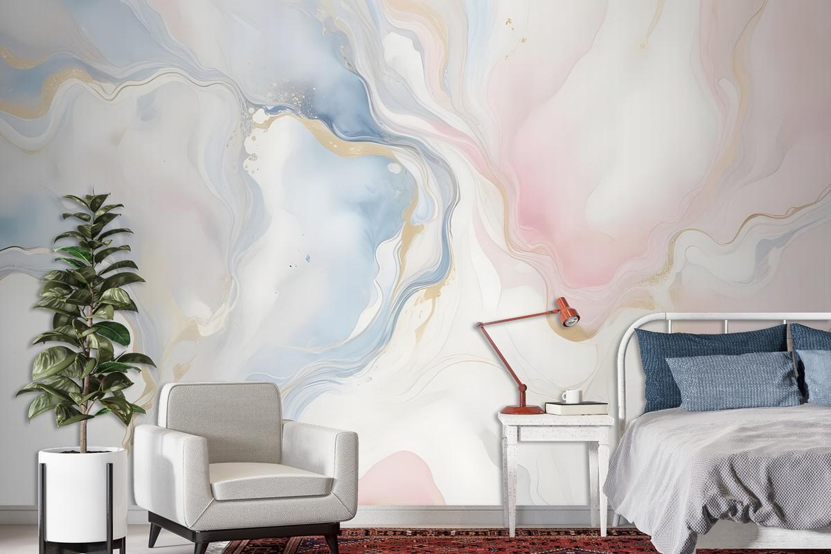 Soft Neutral Abstract Marble Art Wallpaper Mural