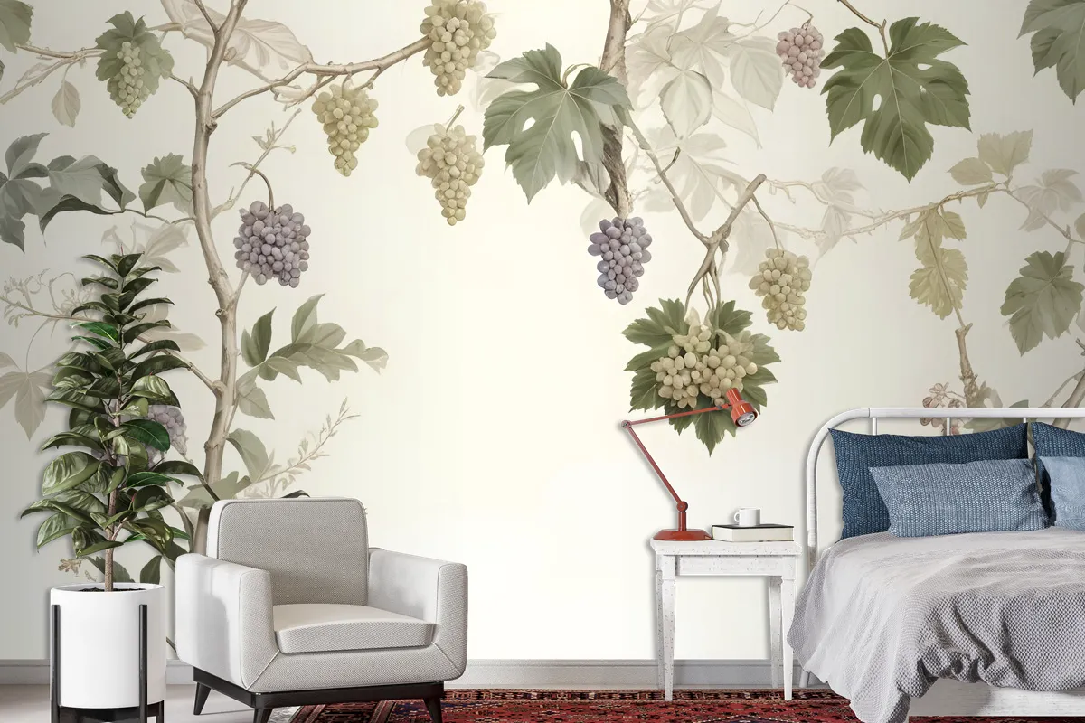 Soft Tropical Grape Trees And Durian Fruits Wallpaper Mural