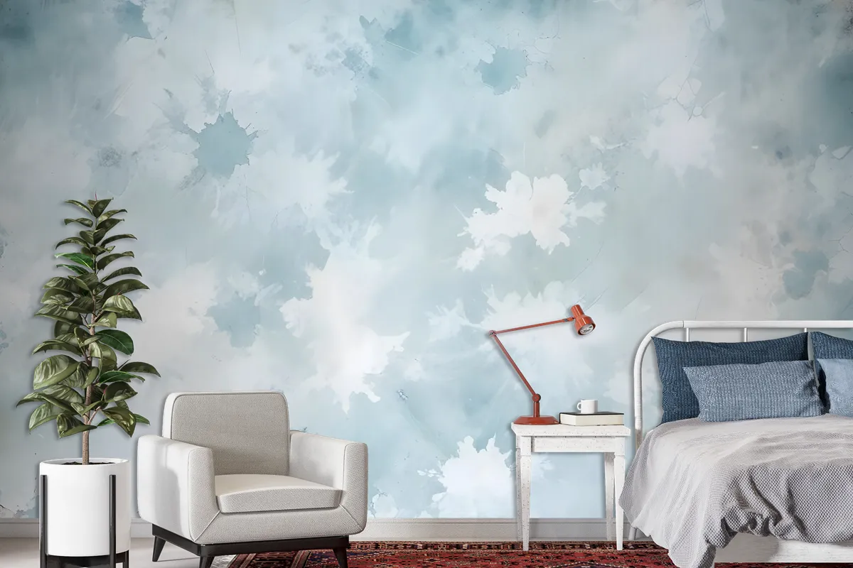 Soft Turquoise Brush Wallpaper Mural