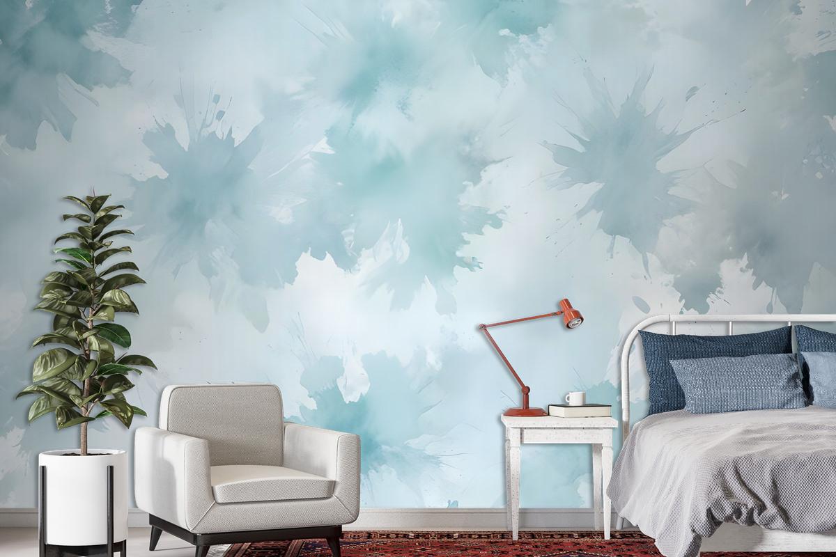 Soft Turquoise Brush Wallpaper Mural