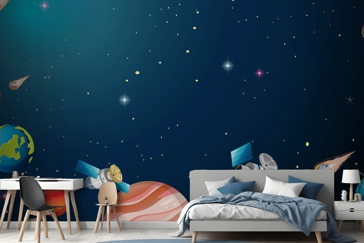 Solar System Universe Scene Wallpaper Mural