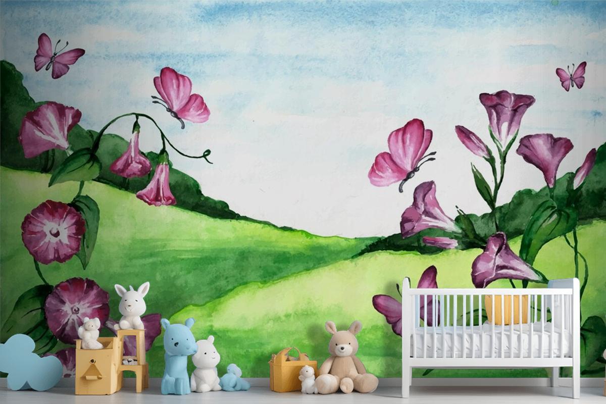 Spring Landscape Girl Wallpaper Mural