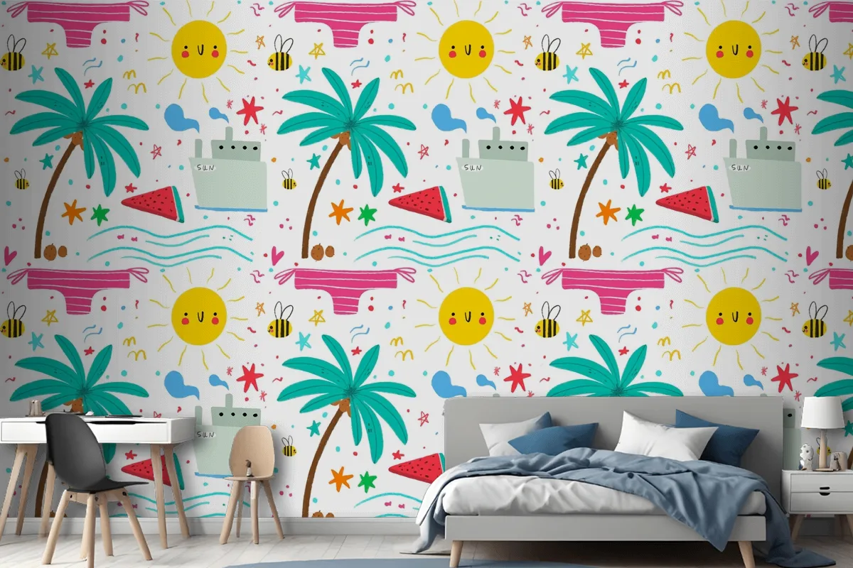 Summer Pattern For Zoom Wallpaper Mural