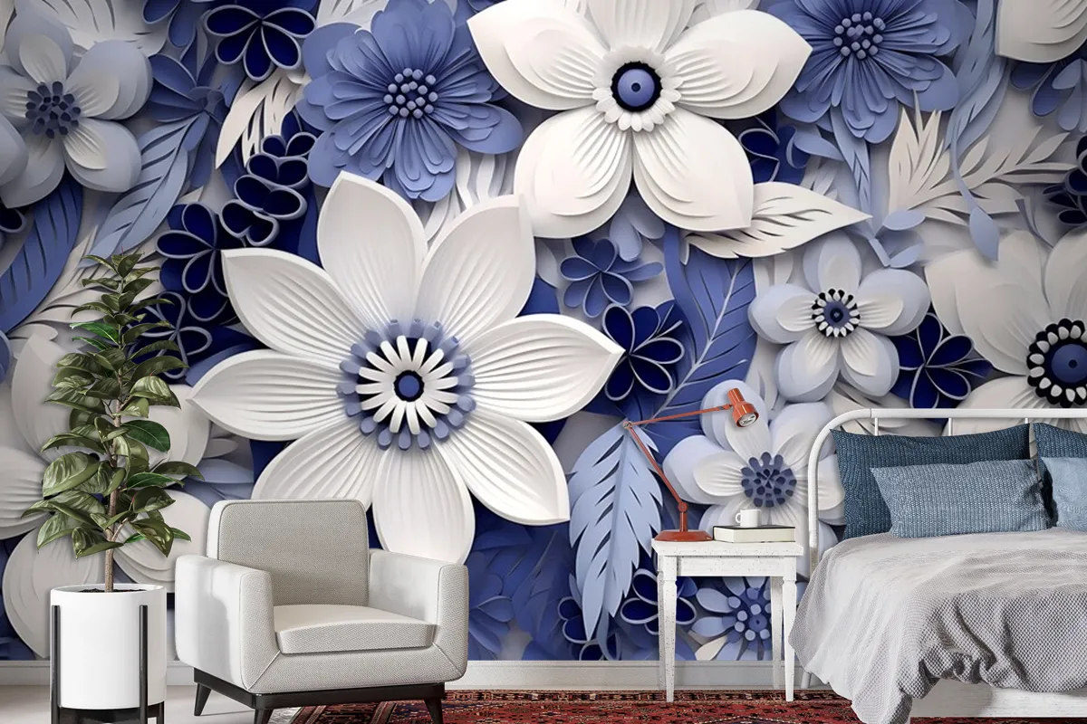 Top View Beautiful Flowers Arrangement Wallpaper Mural