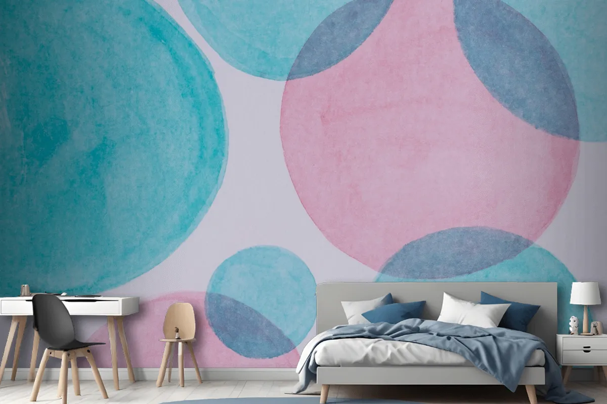 Top View Watercolor Paint On Paper Wallpaper Mural