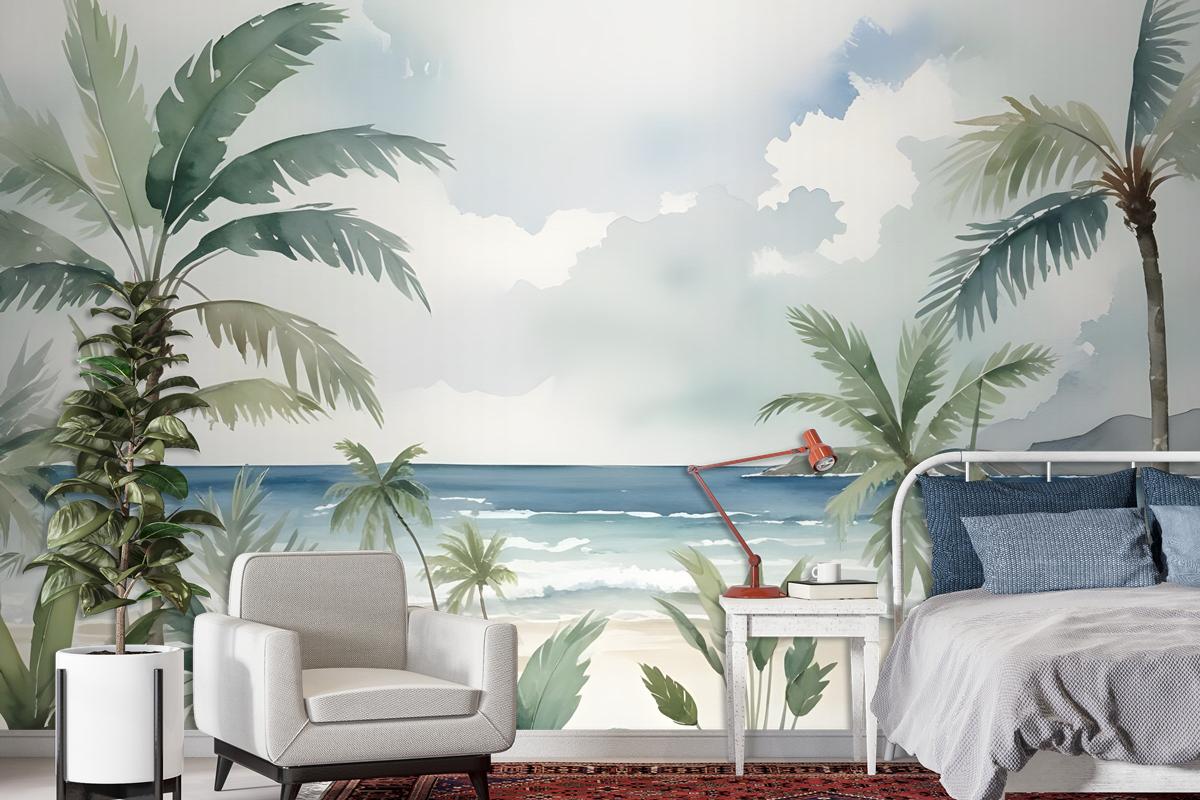 Tropical Beach View Wallpaper Mural