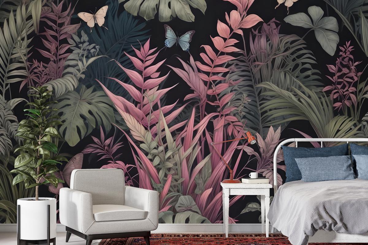 Tropical Butterflies Wallpaper Mural