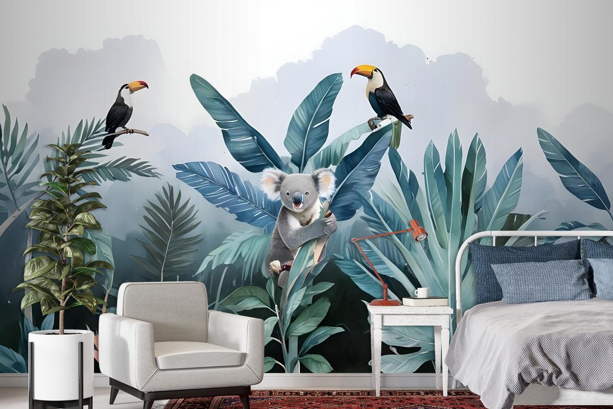 Tropical Forest With Koala Toucan Wallpaper Mural