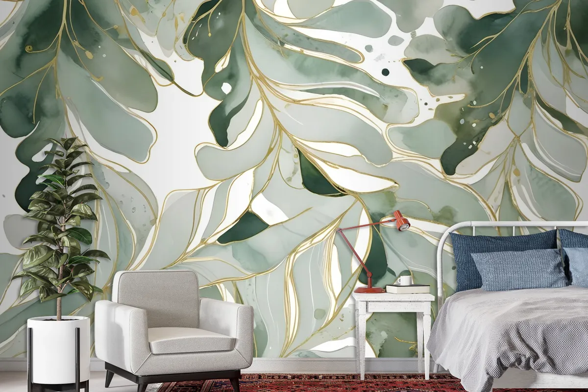 Tropical Fresh Leaf Wallpaper Mural