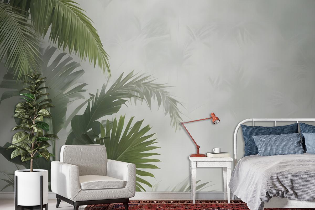 Tropical Green Palm Leaves Wallpaper Mural