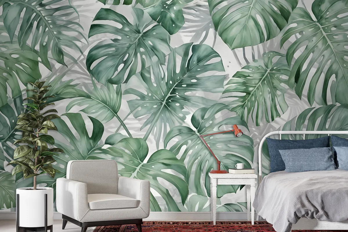 Tropical Leaf Pattern Wallpaper Mural