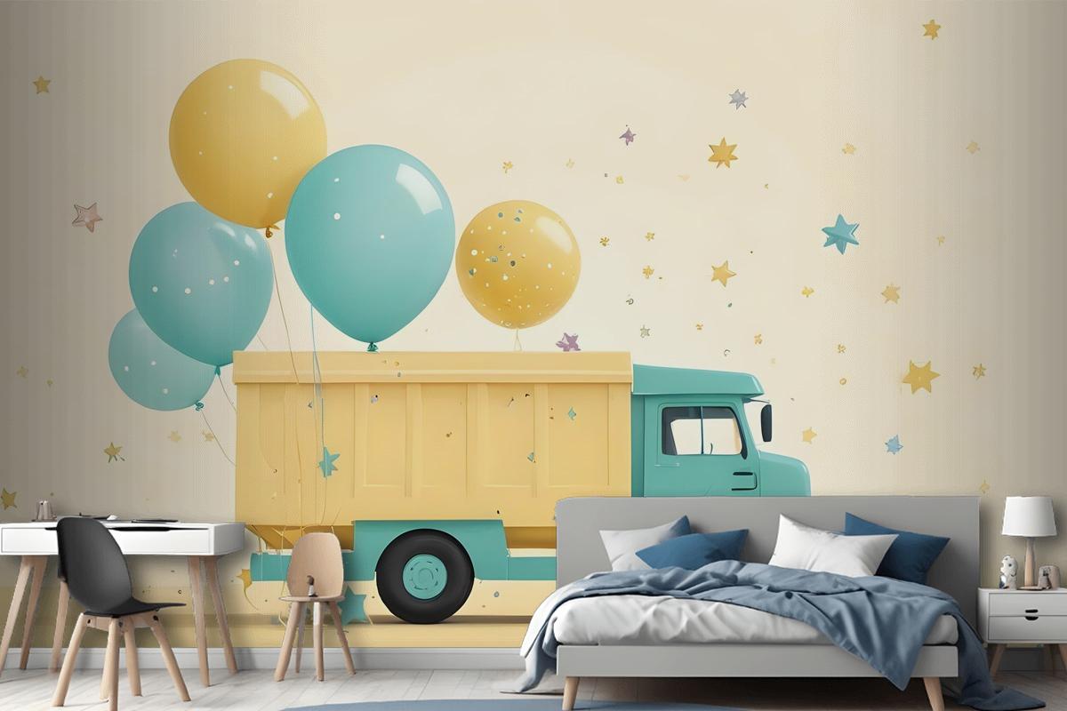 Truck Ballon Kids Wallpaper Mural