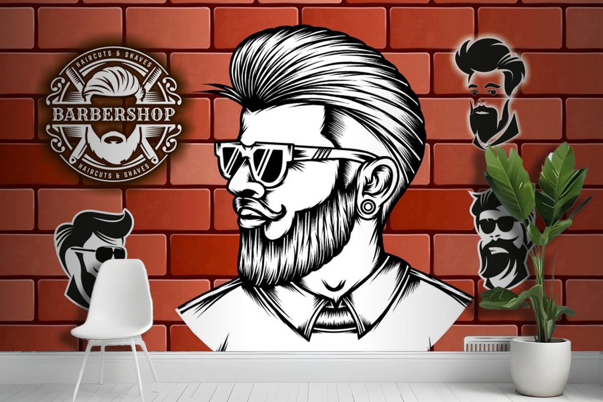 Tuğla Arka Plan Barbershop Duvar Kağıdı