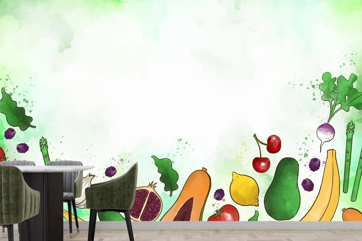 Vegetables And Fruit Wallpaper Mural