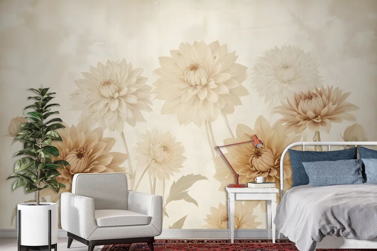 Vintage Dahlia Flower Wallpaper Mural