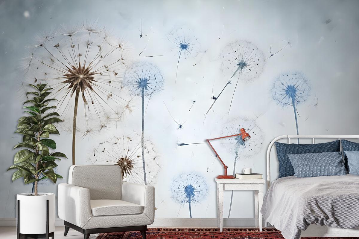 Vintage Dandelion Floral Wallpaper Mural