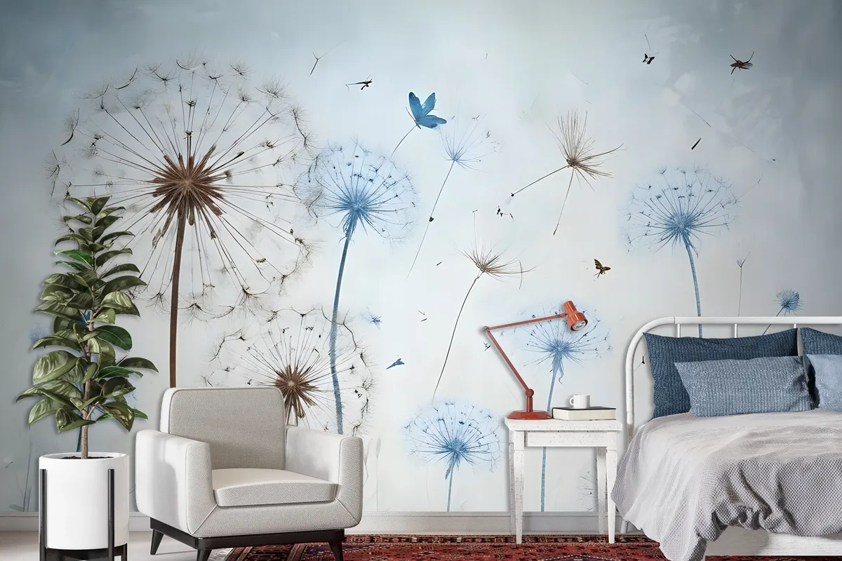 Vintage Dandelion Floral Wallpaper Mural