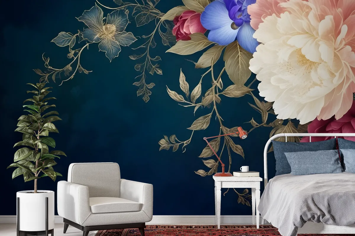 Vintage Floral Art Wallpaper Mural